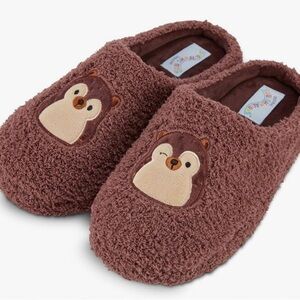 HANS 🦔 Brown Hedgehog Squishmallow Women’s Fuzzy Slippers NEW
